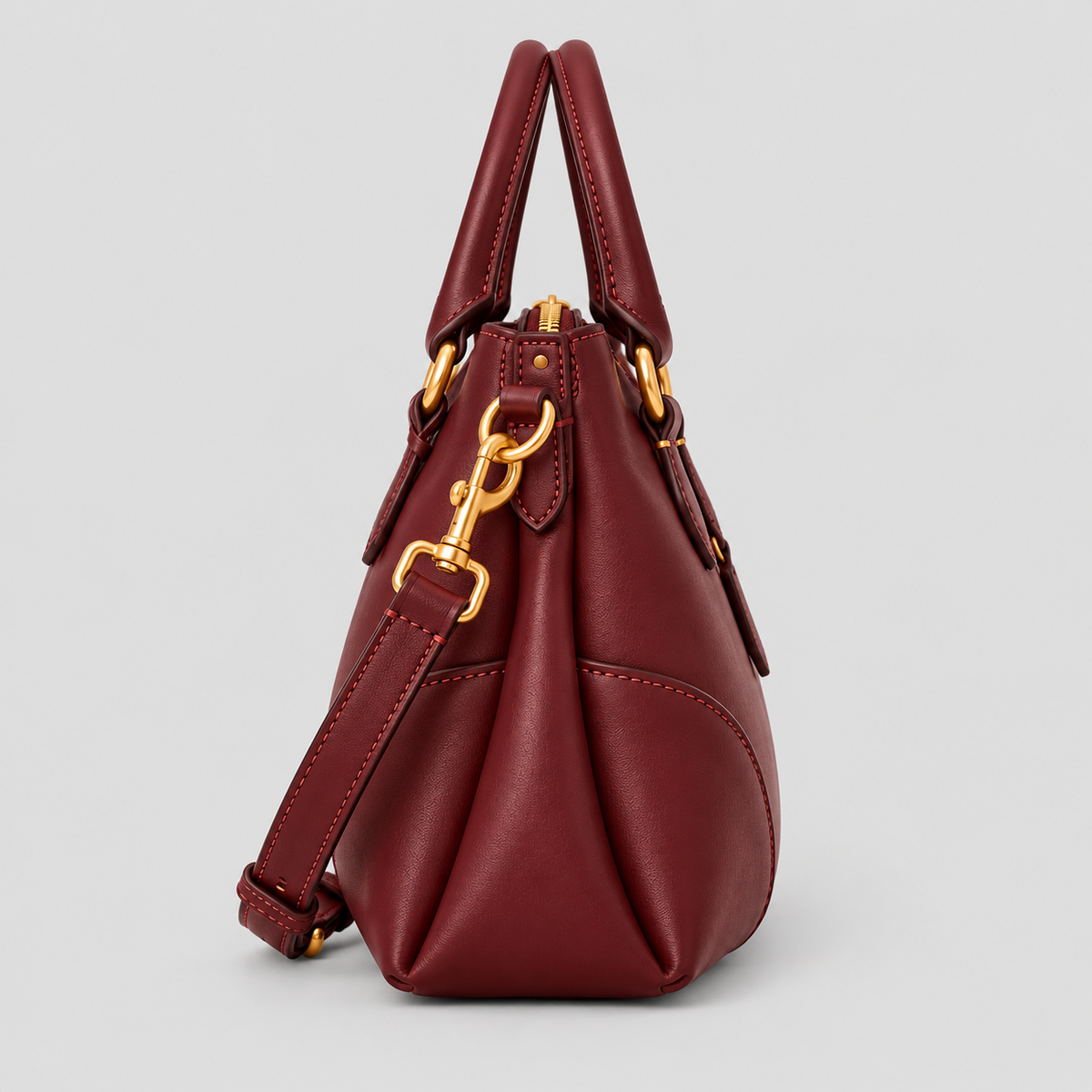 BagFinesse Burgundy Ring Faux Leather Satchel Handbag
