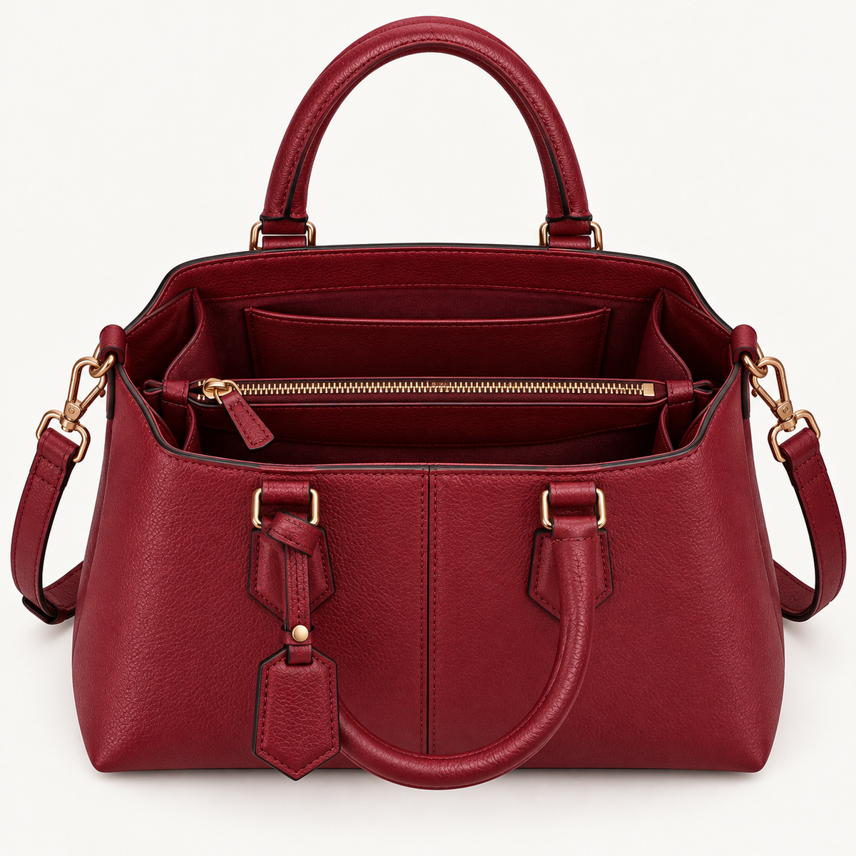 BagFinesse Ruby Grain Faux Leather Satchel Handbag