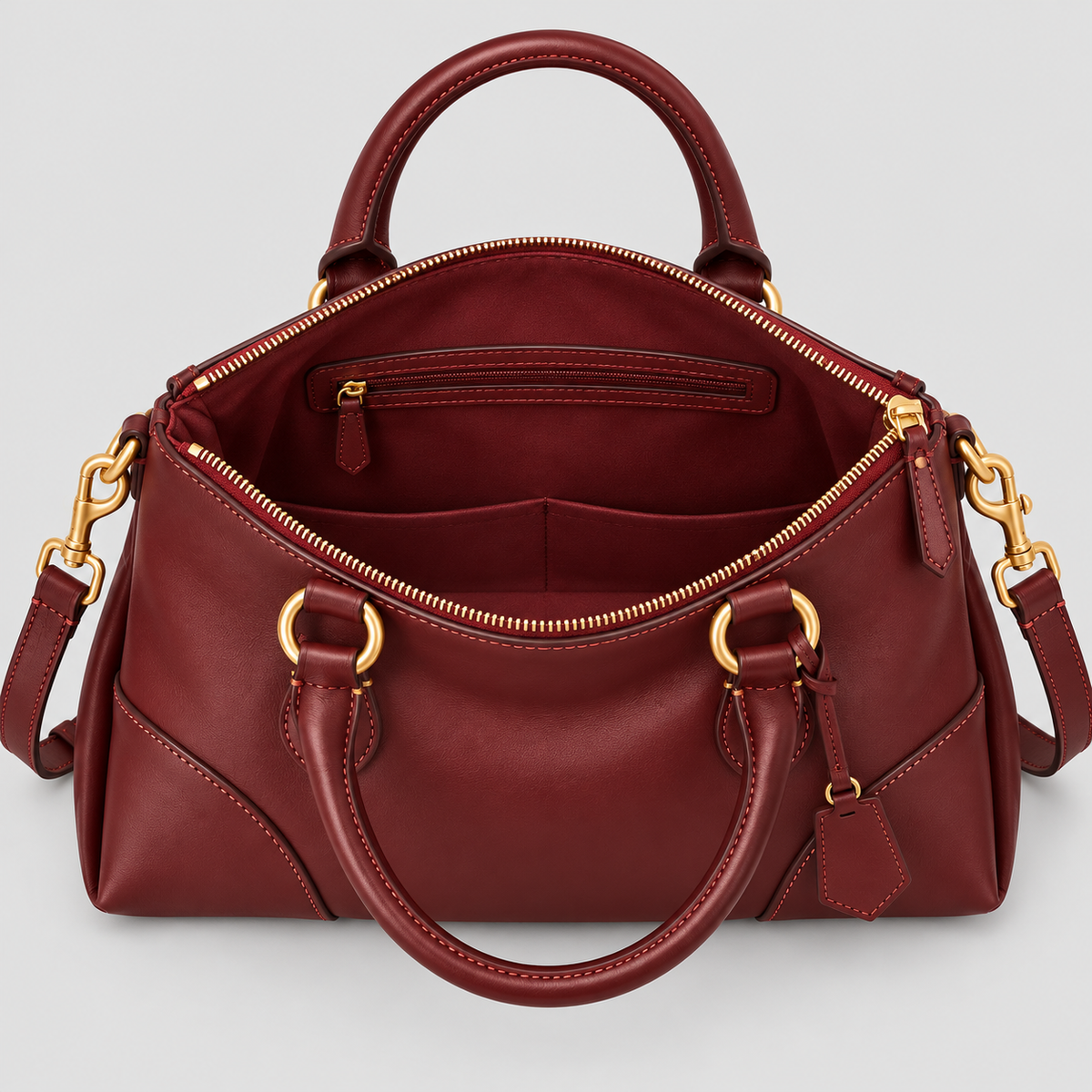 BagFinesse Burgundy Ring Faux Leather Satchel Handbag