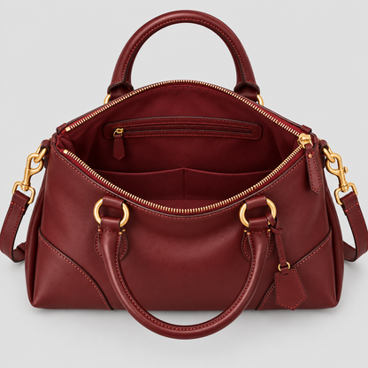 BagFinesse Burgundy Ring Faux Leather Satchel Handbag