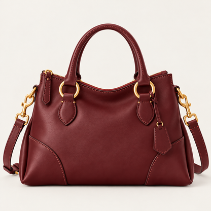 BagFinesse Burgundy Ring Faux Leather Satchel Handbag