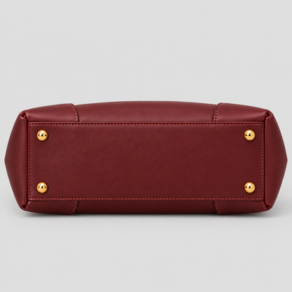 BagFinesse Burgundy Ring Faux Leather Satchel Handbag