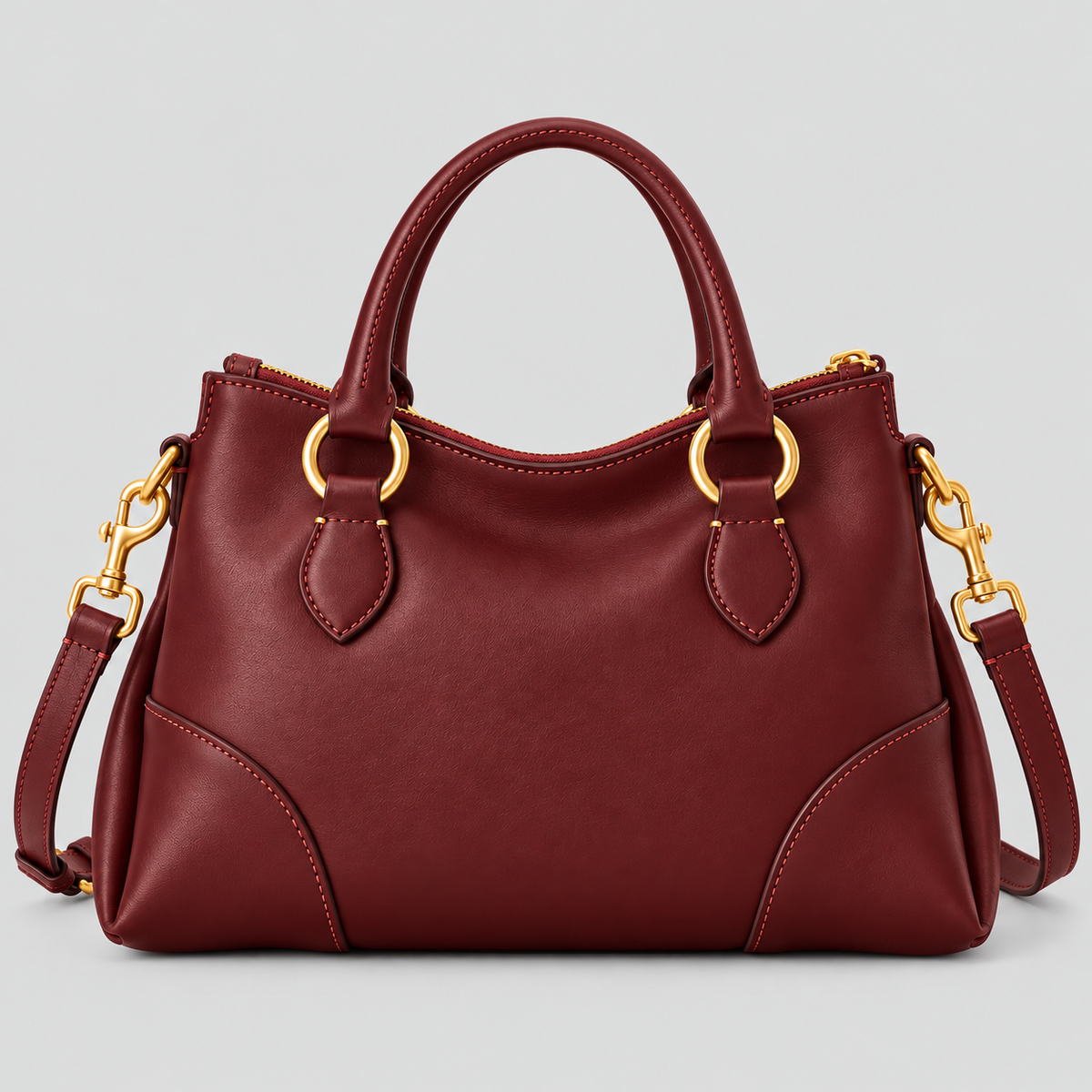 BagFinesse Burgundy Ring Faux Leather Satchel Handbag