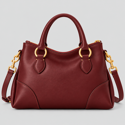 BagFinesse Burgundy Ring Faux Leather Satchel Handbag