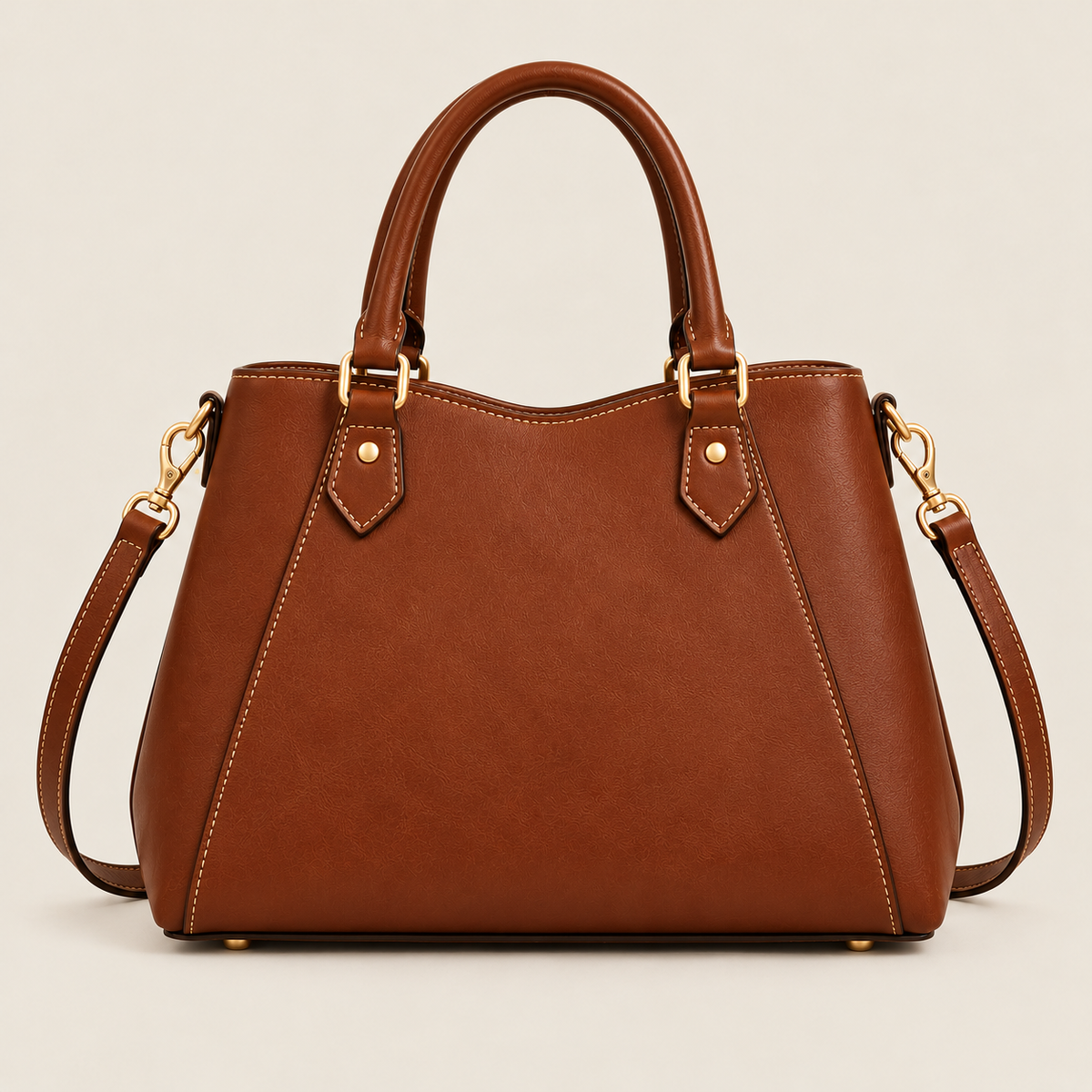 BagFinesse Cognac Tassel Pocket Faux Leather Satchel Handbag