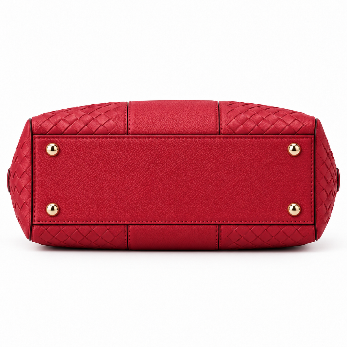 BagFinesse Crimson Weave Faux Leather Satchel Handbag