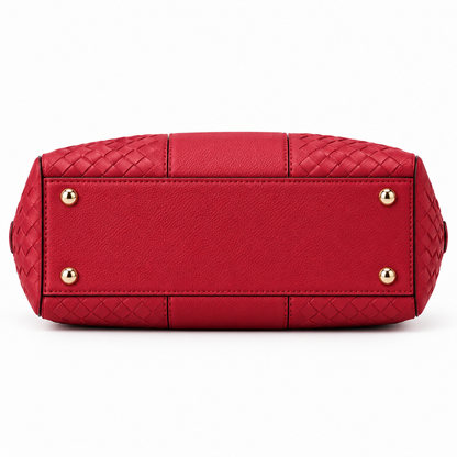 BagFinesse Crimson Weave Faux Leather Satchel Handbag
