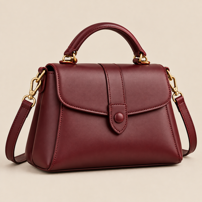 BagFinesse Merlot Flap Faux Leather Satchel Handbag
