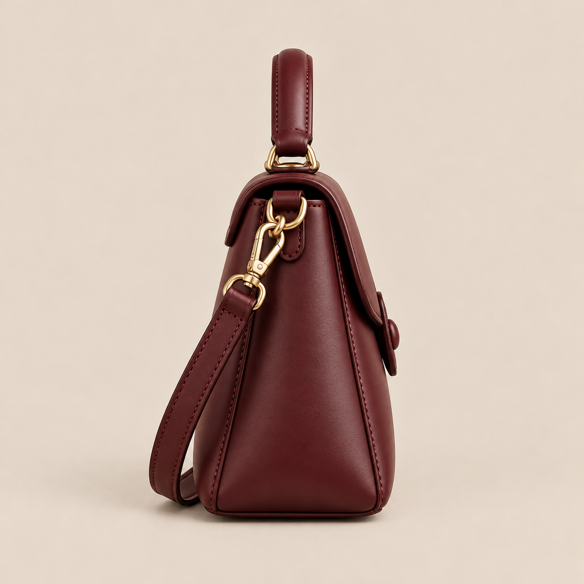BagFinesse Merlot Flap Faux Leather Satchel Handbag