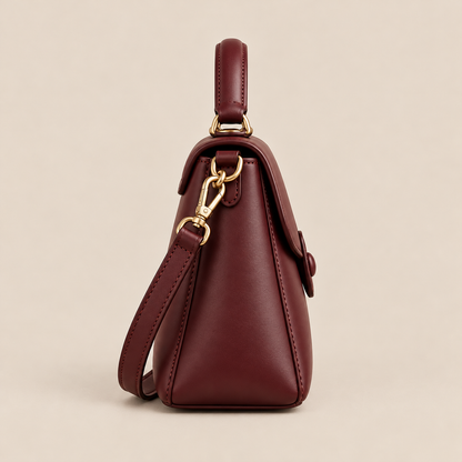 BagFinesse Merlot Flap Faux Leather Satchel Handbag