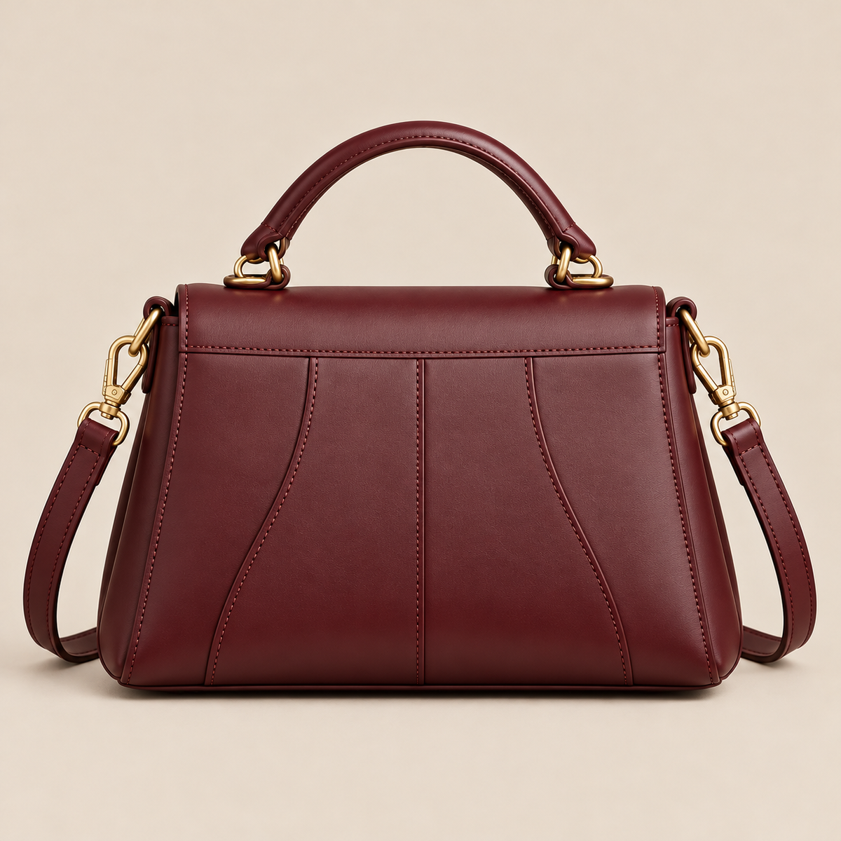 BagFinesse Merlot Flap Faux Leather Satchel Handbag