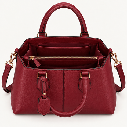 BagFinesse Ruby Grain Faux Leather Satchel Handbag