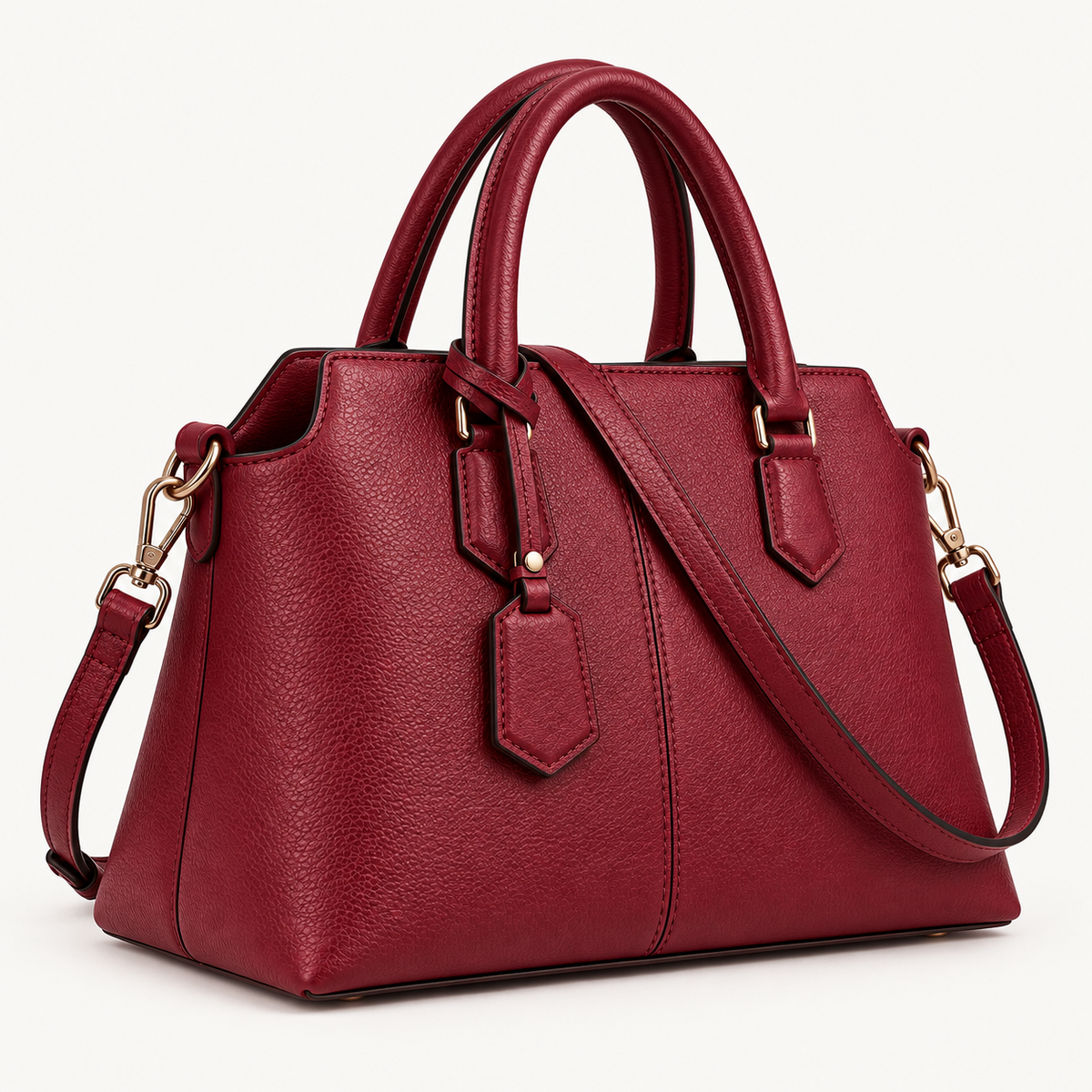 BagFinesse Ruby Grain Faux Leather Satchel Handbag