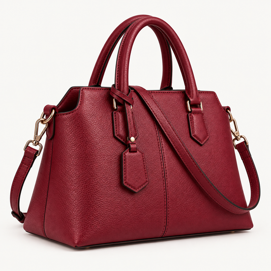 BagFinesse Ruby Grain Faux Leather Satchel Handbag