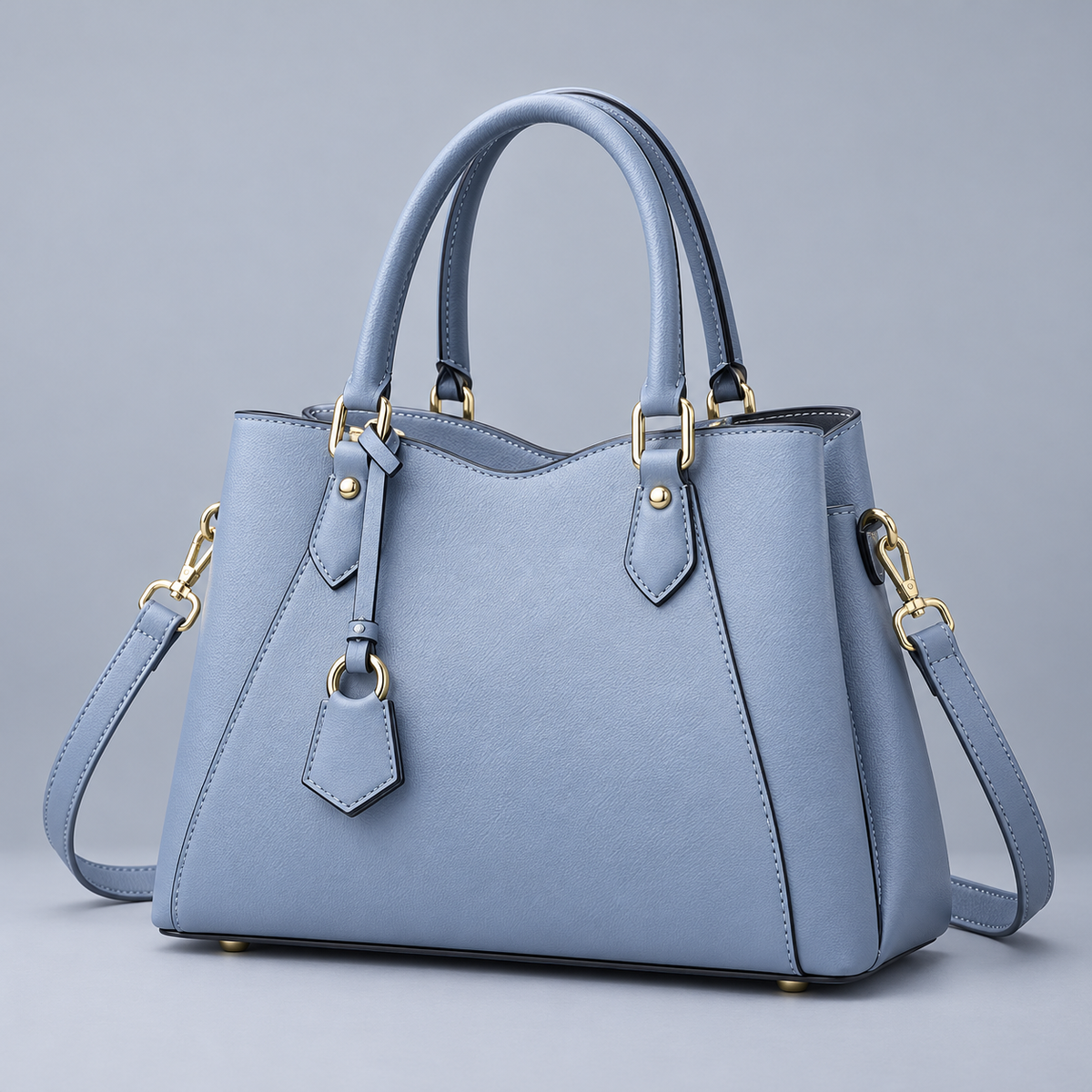 BagFinesse Sky Blue Charm Faux Leather Satchel Handbag
