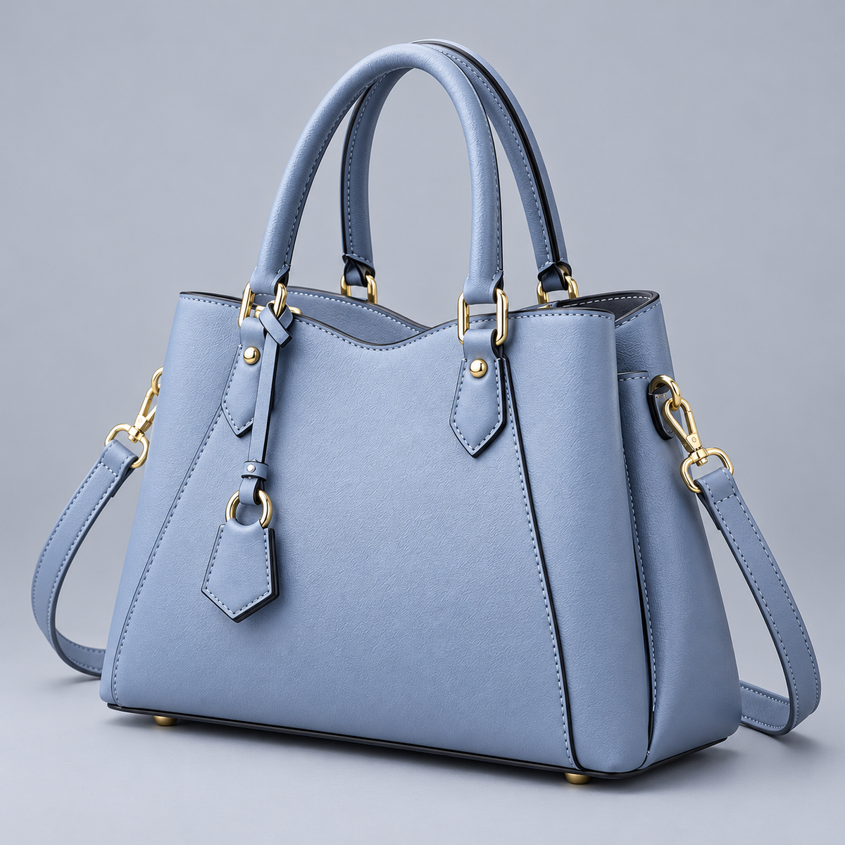 BagFinesse Sky Blue Charm Faux Leather Satchel Handbag