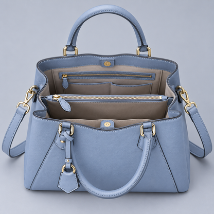 BagFinesse Sky Blue Charm Faux Leather Satchel Handbag