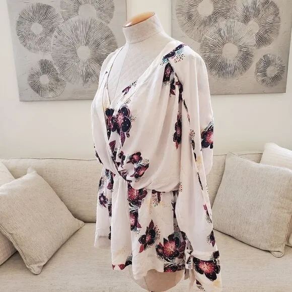 ✨ FREE PEOPLE ✨ Tuscan Dreams Minidress Tunic - [Small, Ivory/Purple]