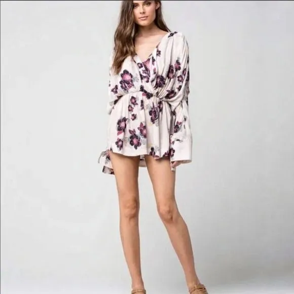 ✨ FREE PEOPLE ✨ Tuscan Dreams Minidress Tunic - [Small, Ivory/Purple]