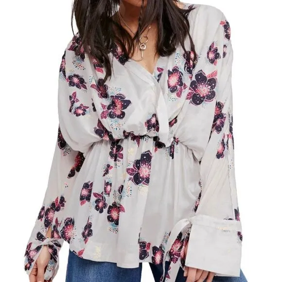 ✨ FREE PEOPLE ✨ Tuscan Dreams Minidress Tunic - [Small, Ivory/Purple]