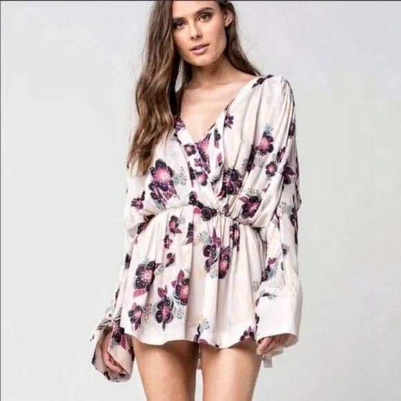 ✨ FREE PEOPLE ✨ Tuscan Dreams Minidress Tunic - [Small, Ivory/Purple]
