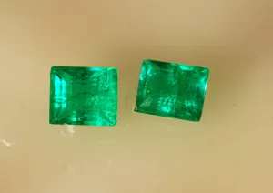 0.48 carats Princes Cut Natural Green Emerald Pair