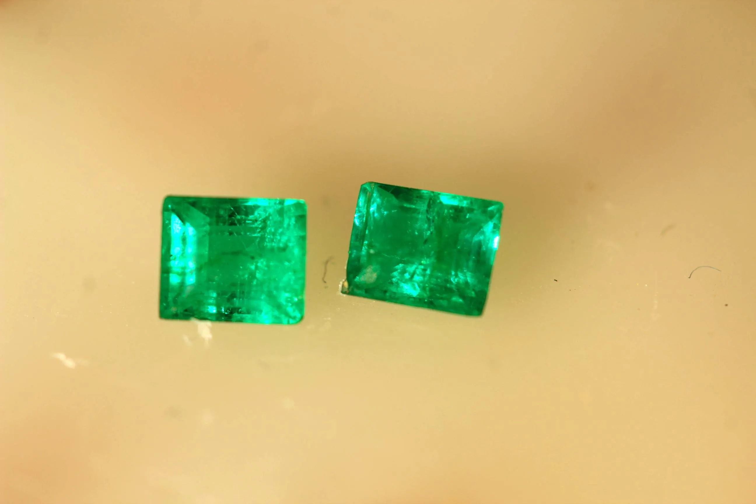 0.48 carats Princes Cut Natural Green Emerald Pair