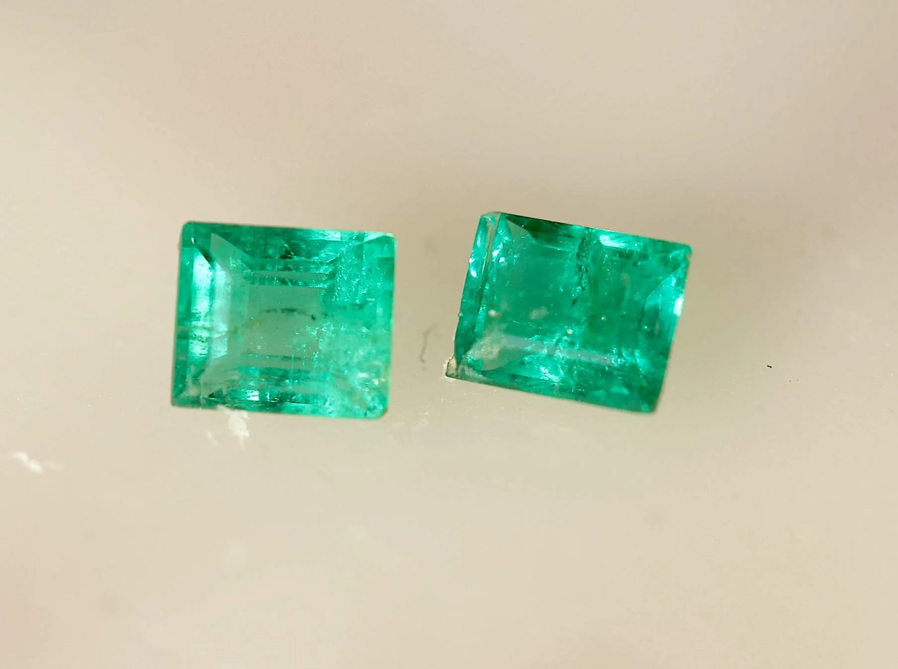 0.48 carats Princes Cut Natural Green Emerald Pair