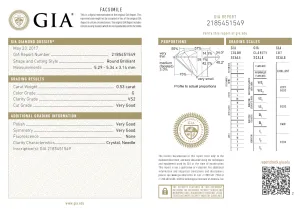 0.53 Carat Loose G/ VS2 Round Brilliant Cut Diamond GIA Certified