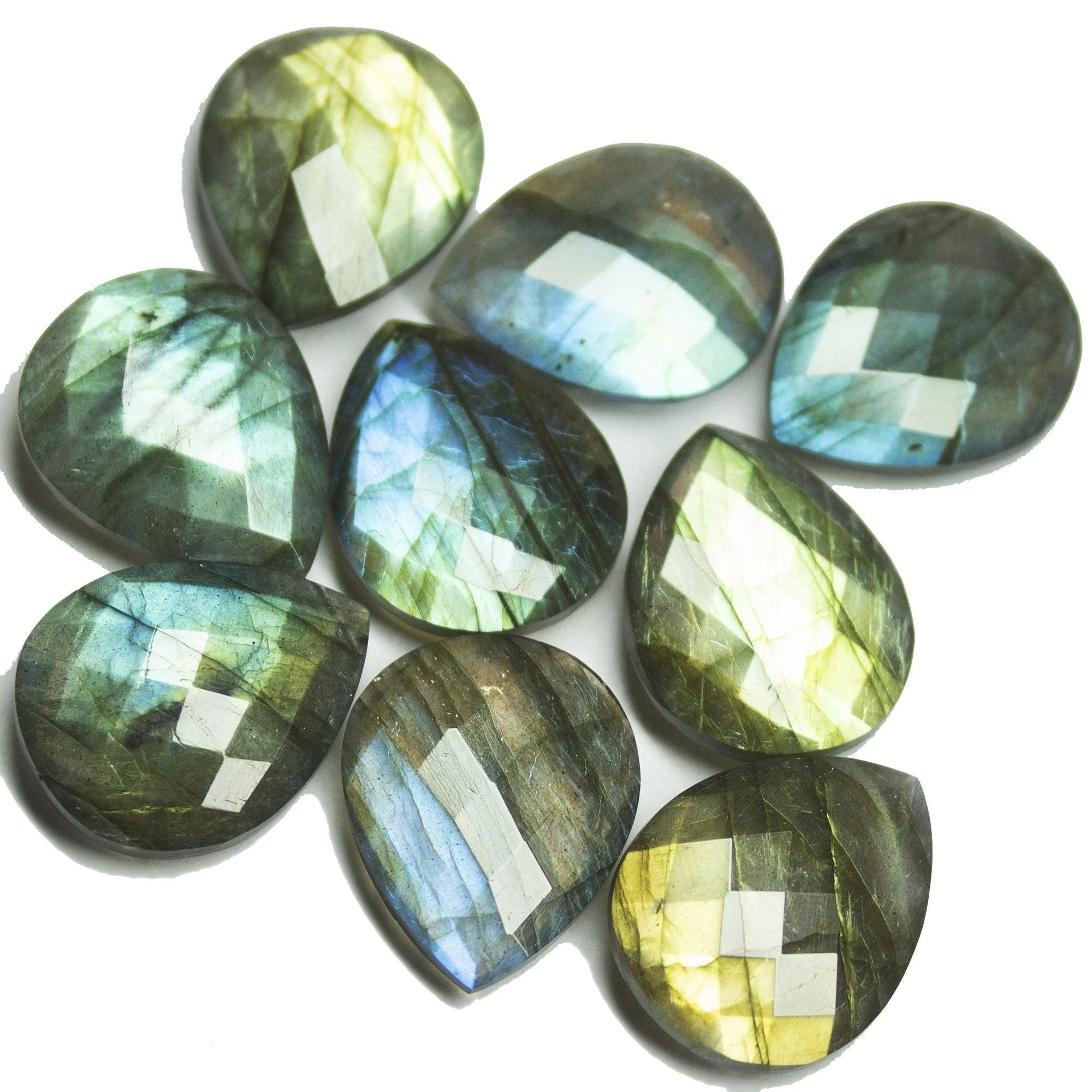 1 matching pair, Natural Blue Labradorite Faceted Pear Beads 20x16mm