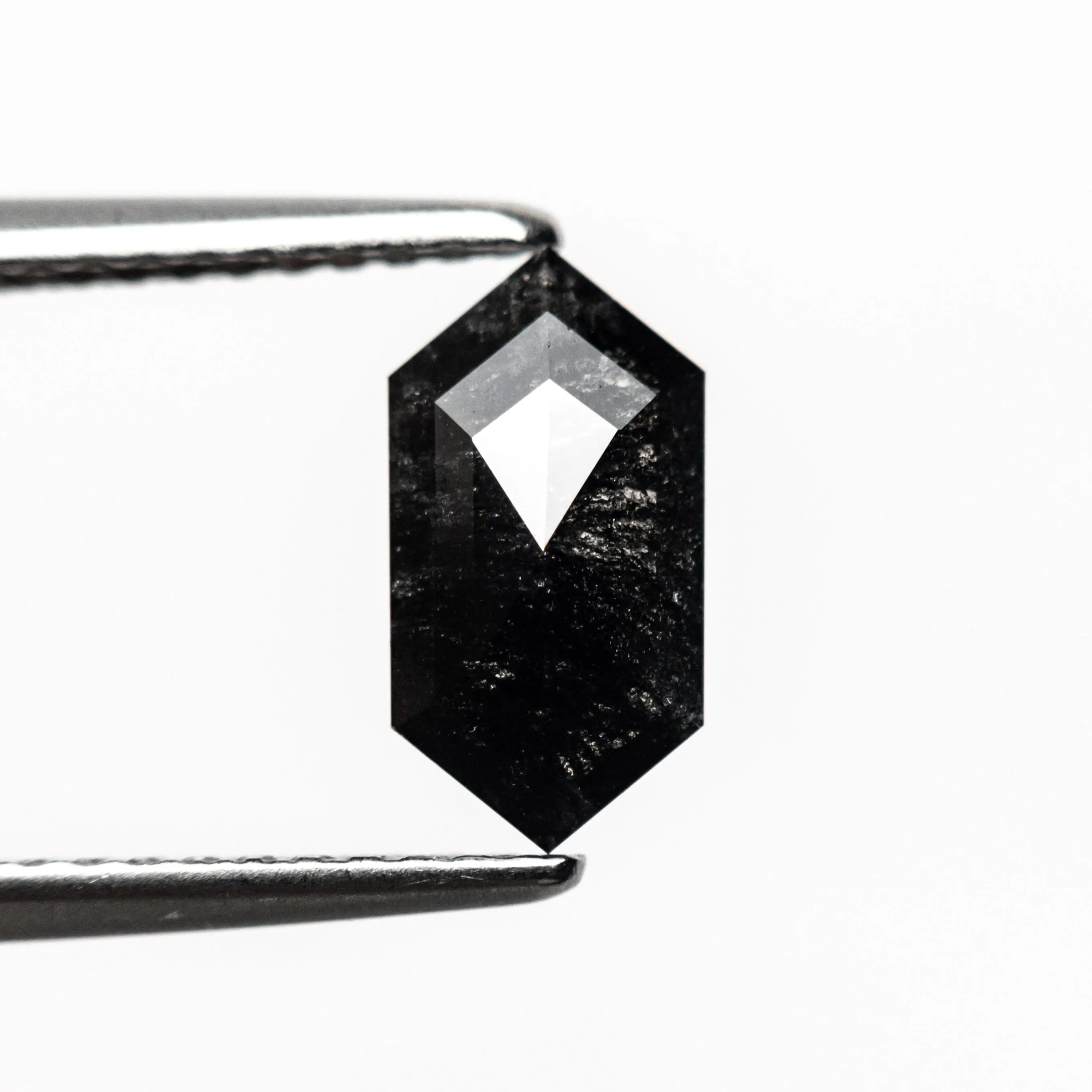 1.05 CARAT BLACK SPECKLED ROSE CUT HEXAGON DIAMOND