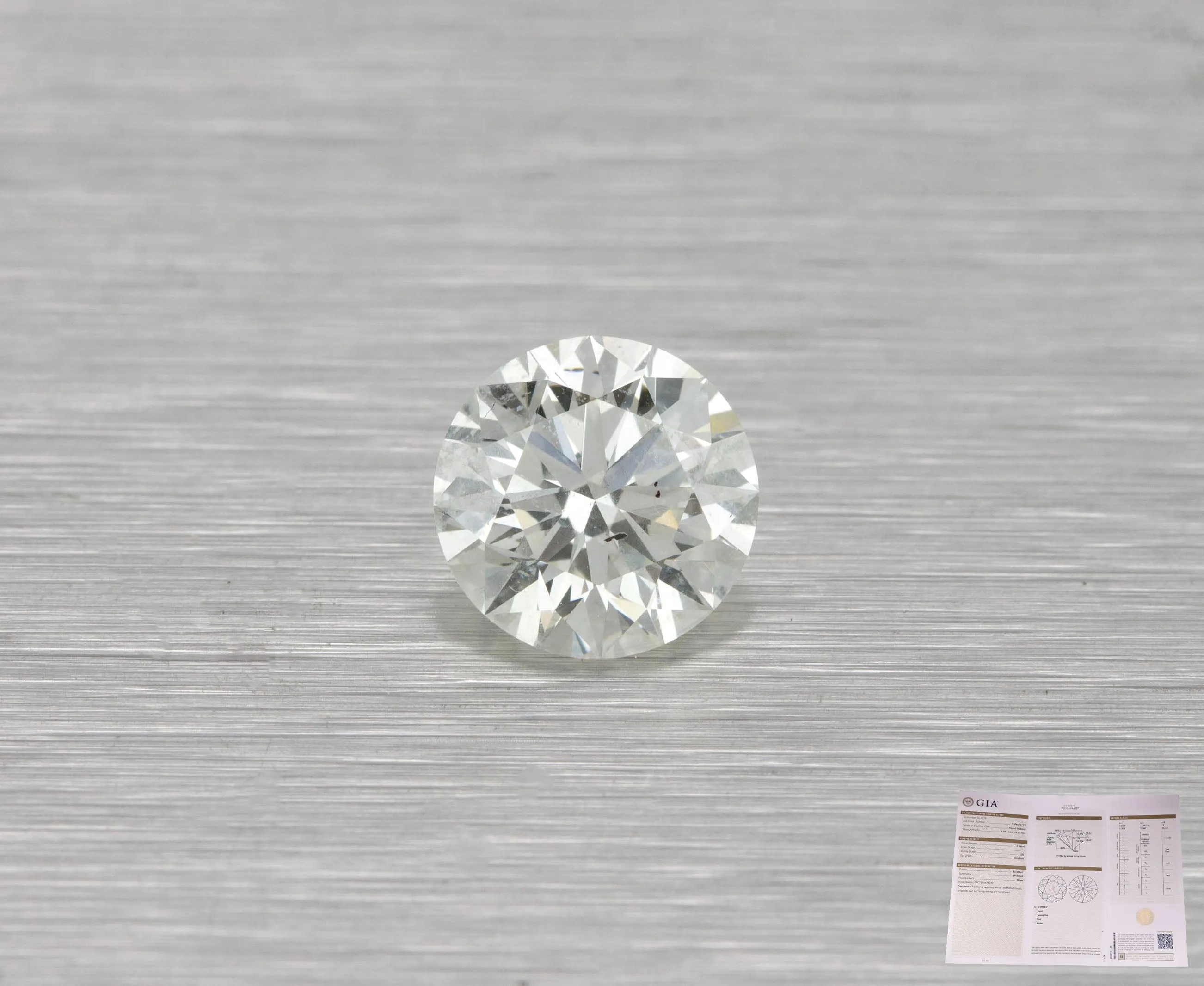 1.12ct GIA Certified Round Brilliant Cut J SI2 Natural Modern Loose Diamond