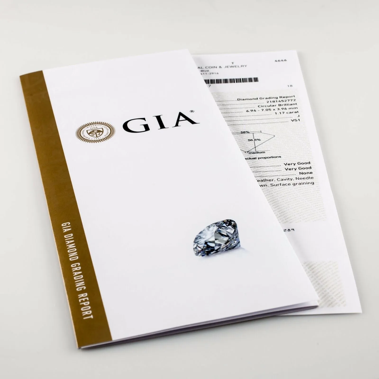 1.17 Carat Loose J / VS1 Circular Brilliant Cut Diamond GIA Certified