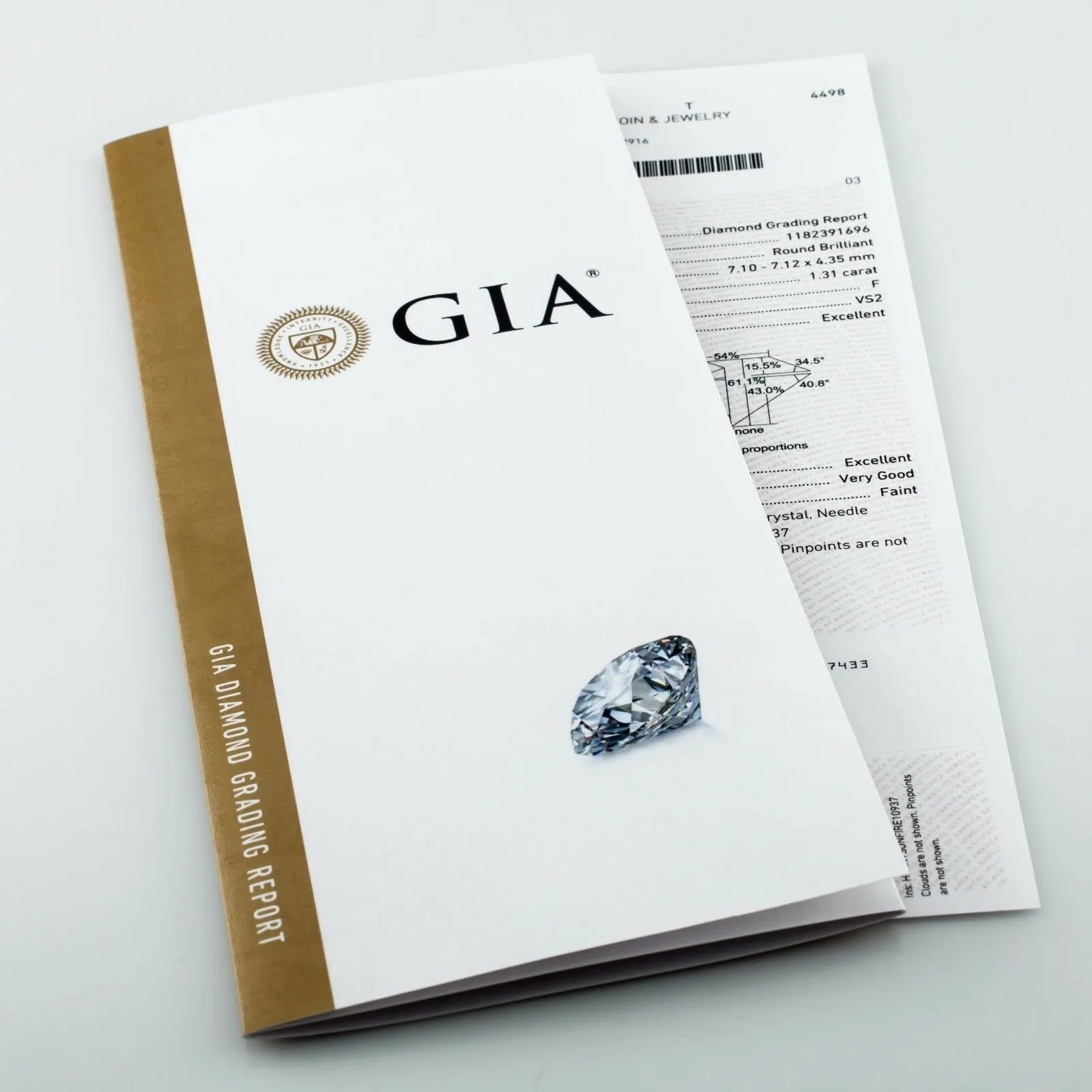 1.31 Carat Loose F / VS2 Round Brilliant Cut Diamond GIA Certified