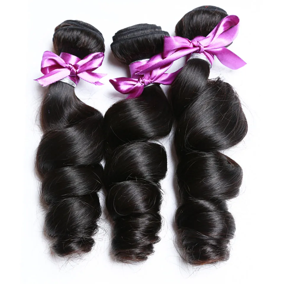 13" X 4" LACE FRONTAL -LOOSE WAVE   3 BUNDLES(#1B)