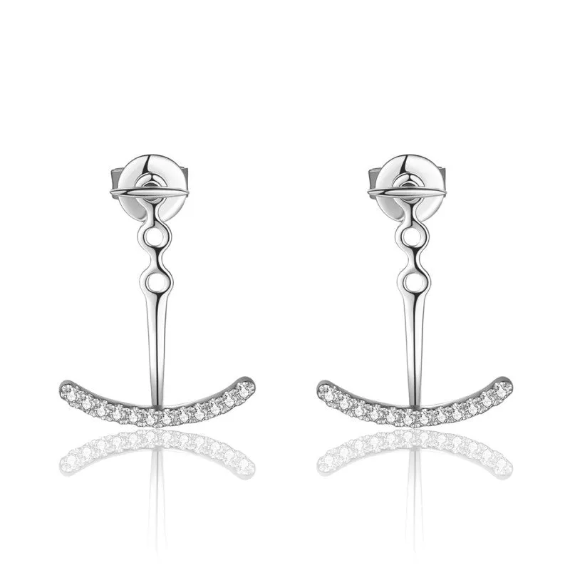 14K Solid Gold Curved Stud Earring Exclusively Handcrafted 0.10 Carat Natural Diamond (H-F Color, VS1-VS2 Clarity)