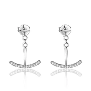 14K Solid Gold Curved Stud Earring Exclusively Handcrafted 0.10 Carat Natural Diamond (H-F Color, VS1-VS2 Clarity)