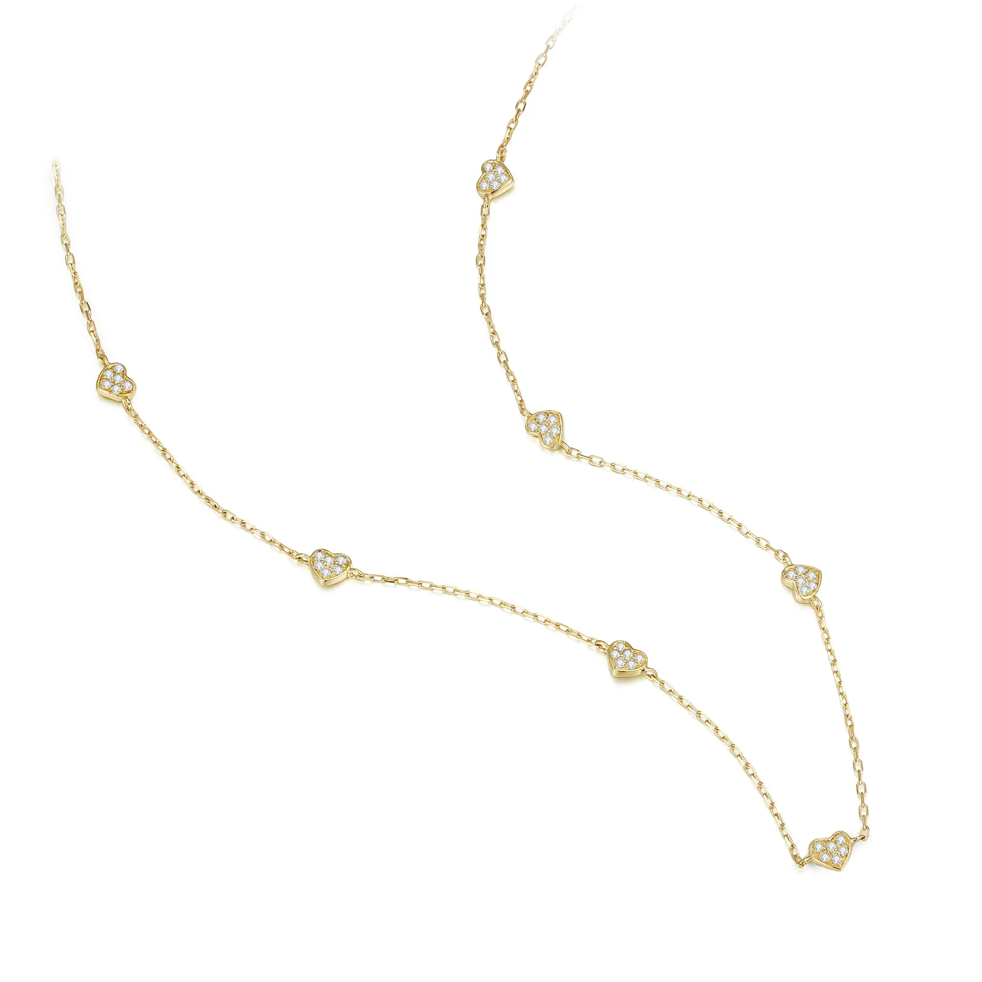 14K Solid Gold Necklace Exclusively Handcrafted 0.164 Carat Natural Diamond (H-F Color, VS1-VS2 Clarity)