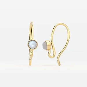 16x8mm 20 GAUGE 18k Solid Yellow Gold Rainbow Moonstone Finding Earwire Pair