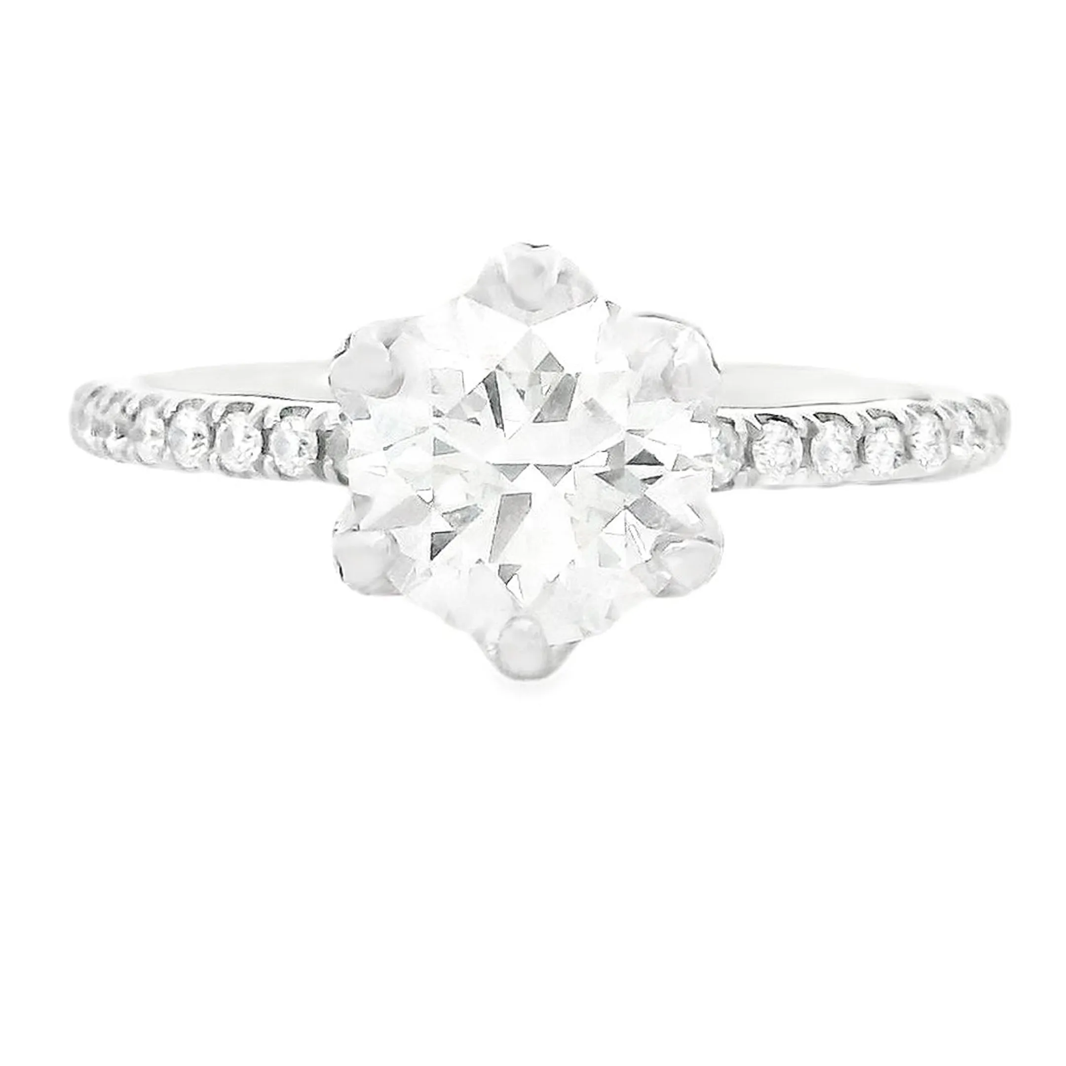 1.72ct 14k White Gold Round Cut Diamond Engagement Ring