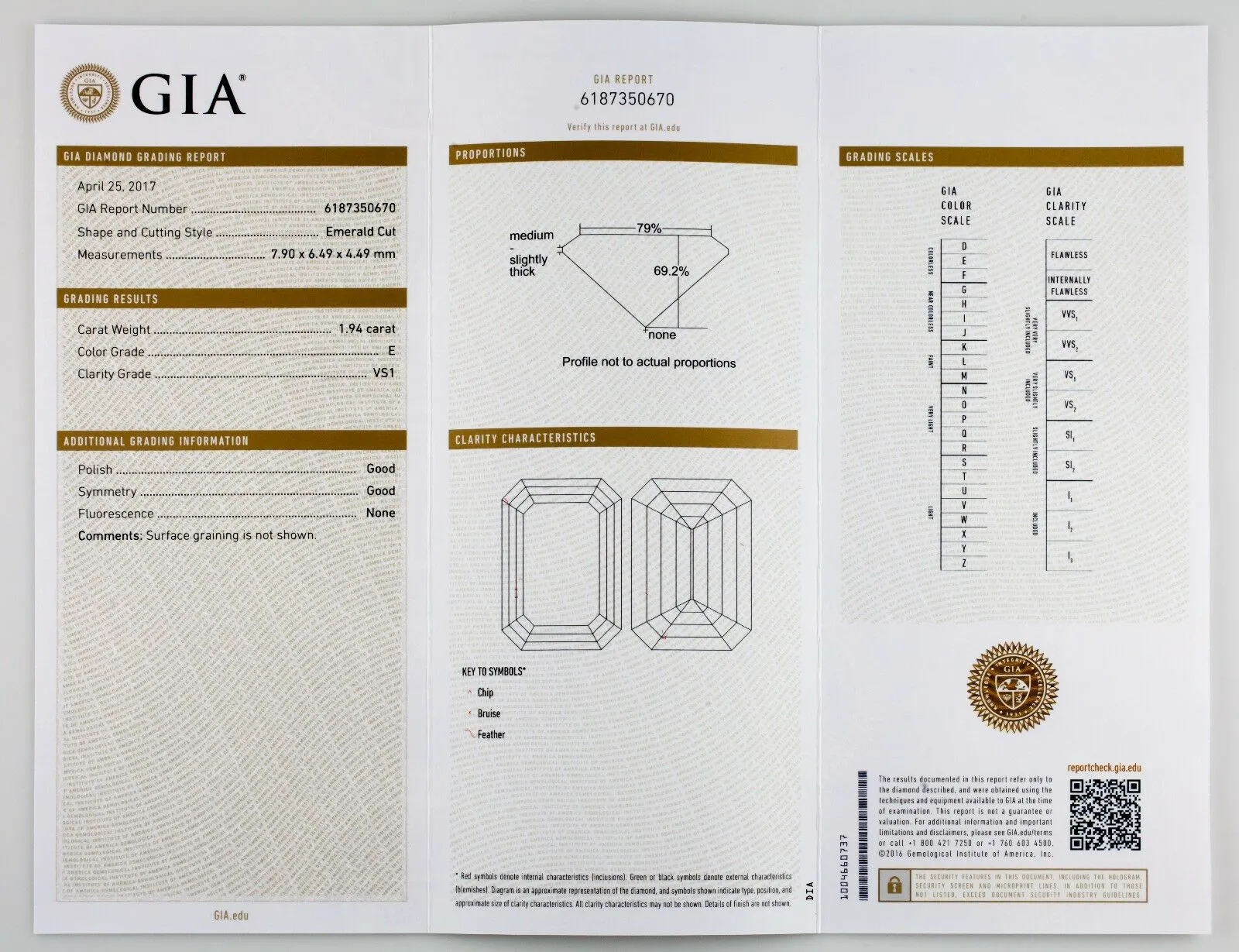 1.94 Carat Loose E / VS1 Emerald Cut Diamond GIA Certified