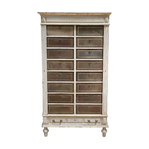 19th Century Cartonnier file cabinet with tooled leather drawers