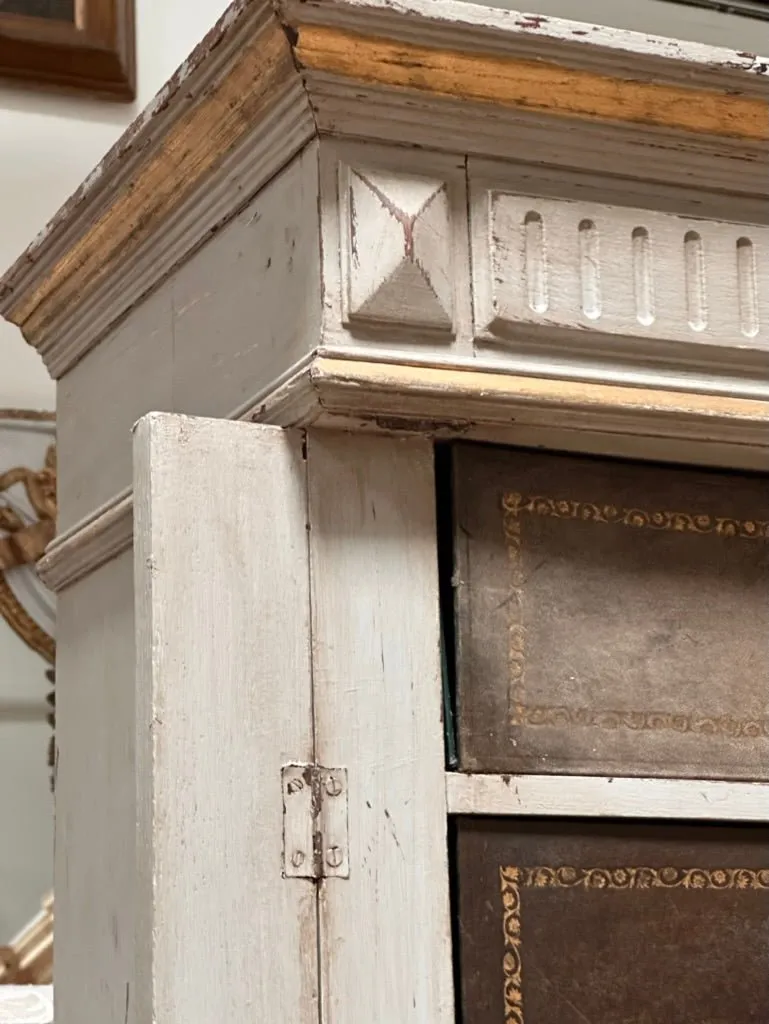 19th Century Cartonnier file cabinet with tooled leather drawers