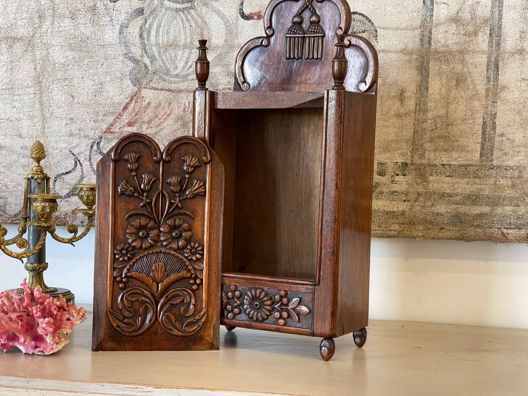 19th Century French Provincial Fariniere Walnut Flour Box