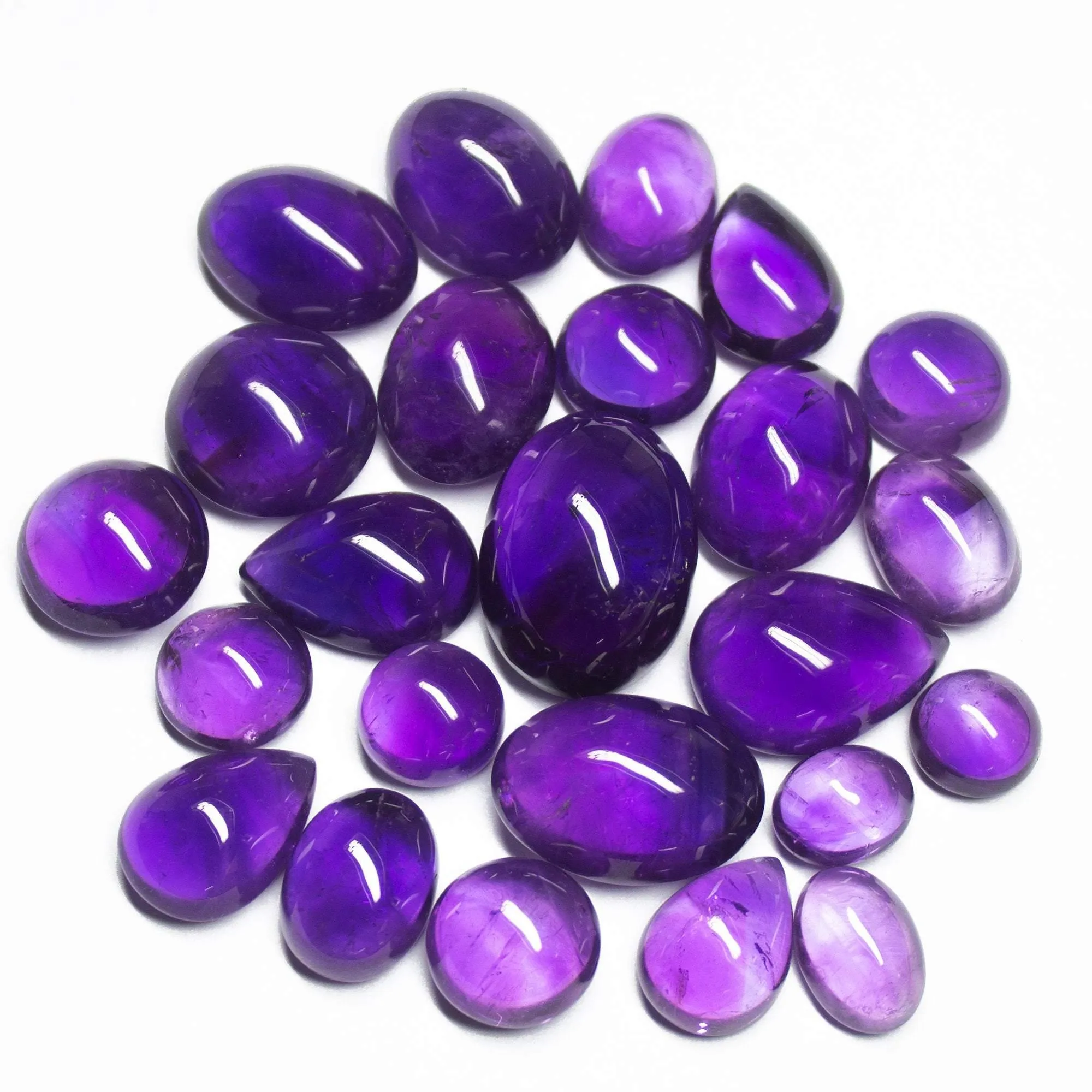 200cts Natural Purple Amethyst Smooth Oval Cabochon Loose Gemstone 10pc