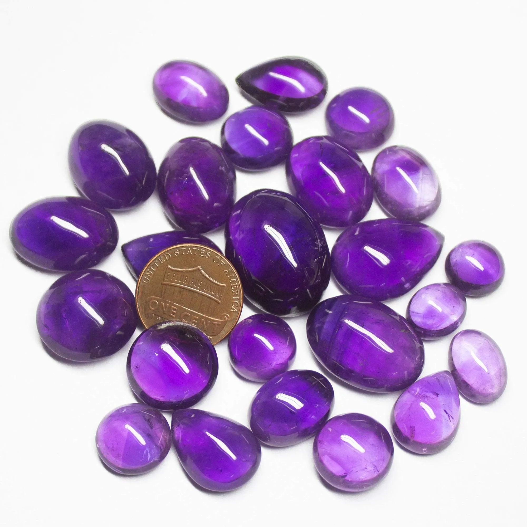 200cts Natural Purple Amethyst Smooth Oval Cabochon Loose Gemstone 10pc
