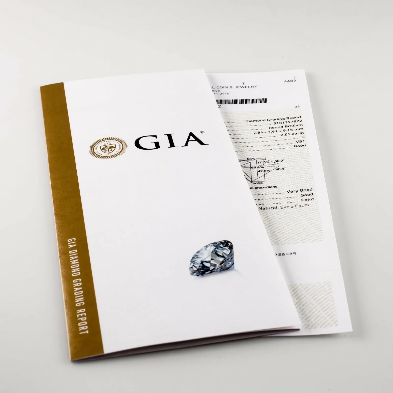 2.01 Carat Loose K / VS1 Round Brilliant Cut Diamond GIA Certified