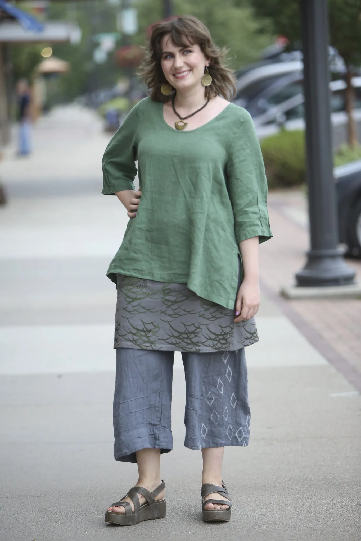 2183 Relaxed Linen Top-Seaweed -U