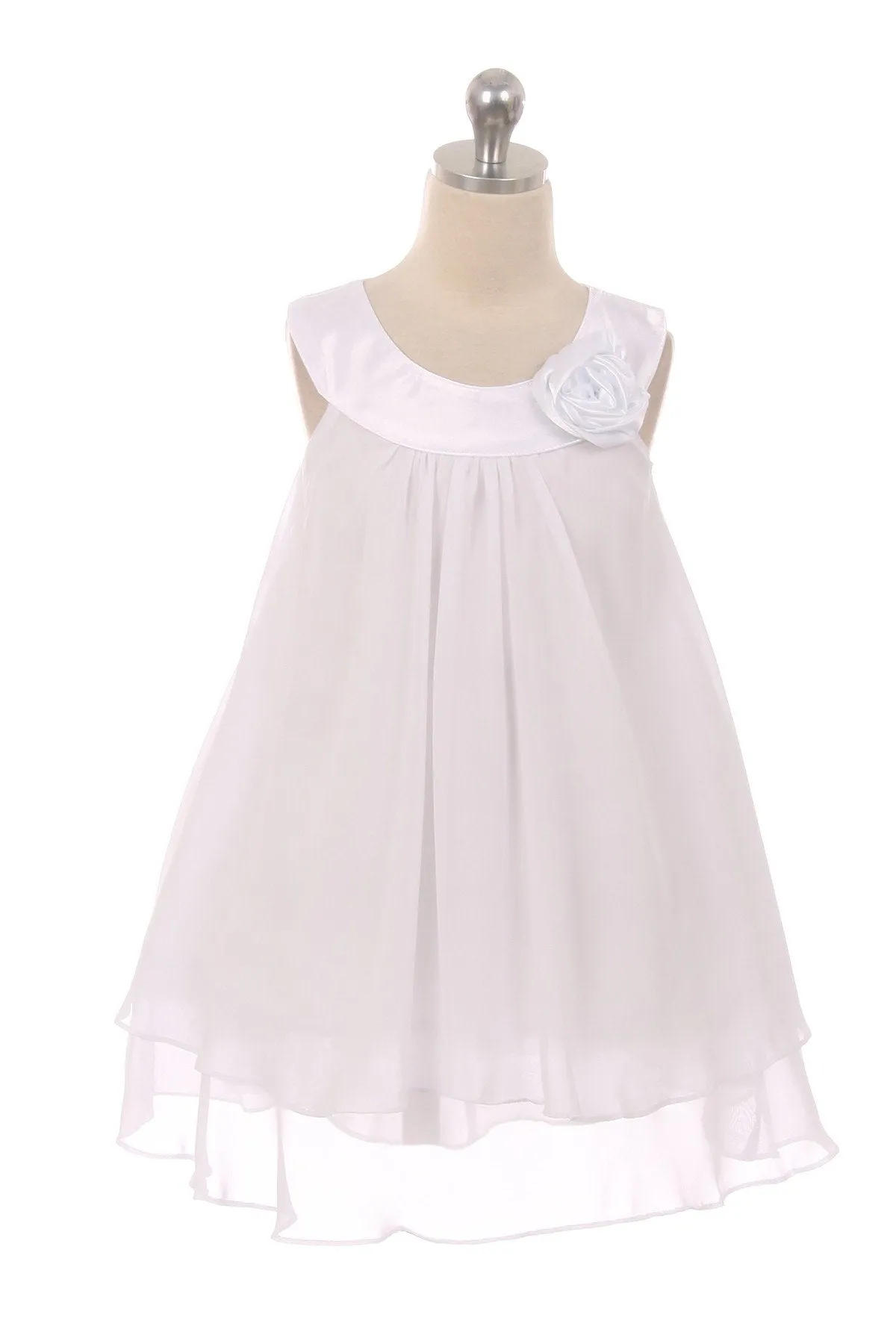 255 Chiffon Dress w/Satin Neckline - Discontinued