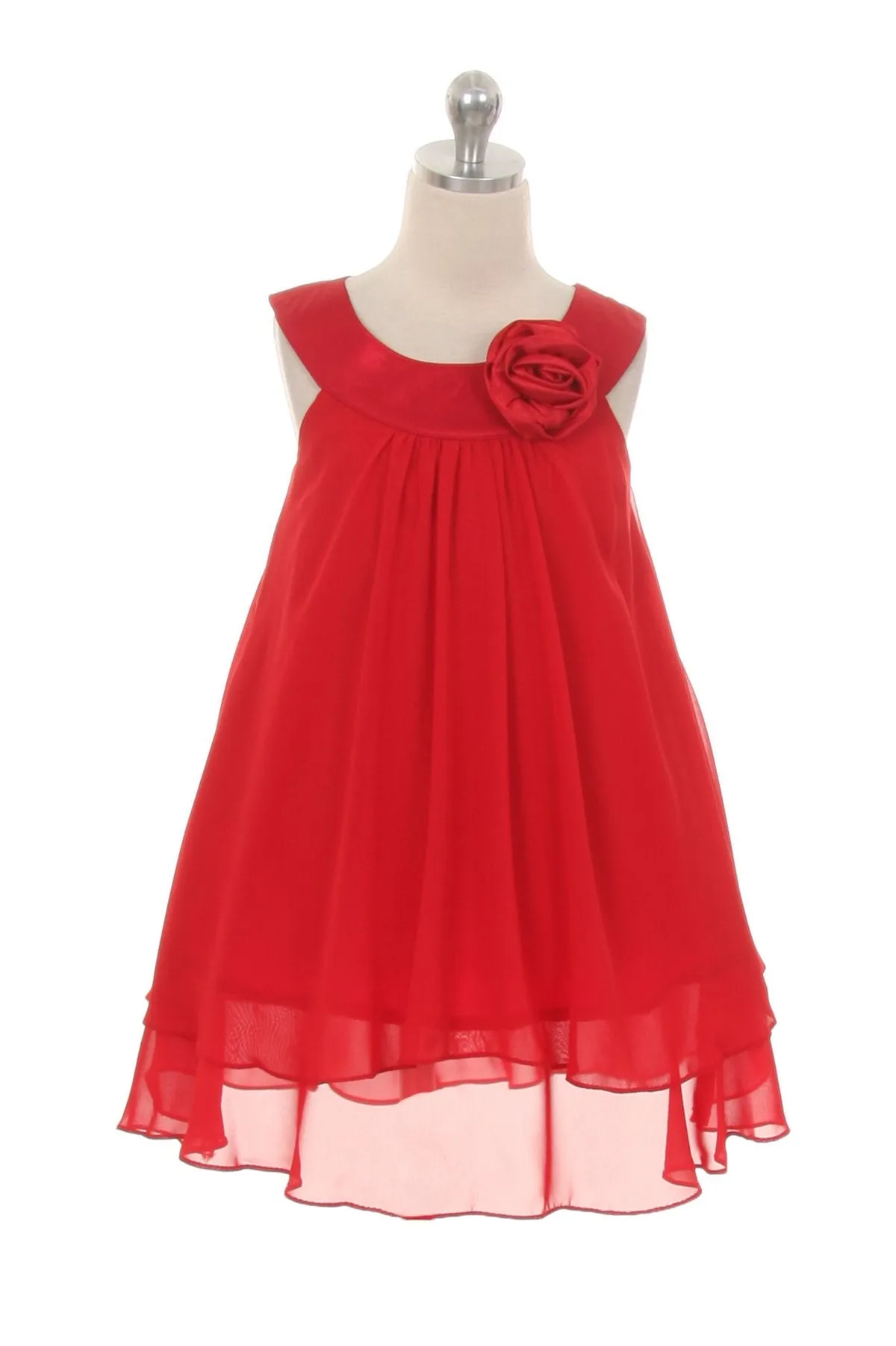 255 Chiffon Dress w/Satin Neckline - Discontinued